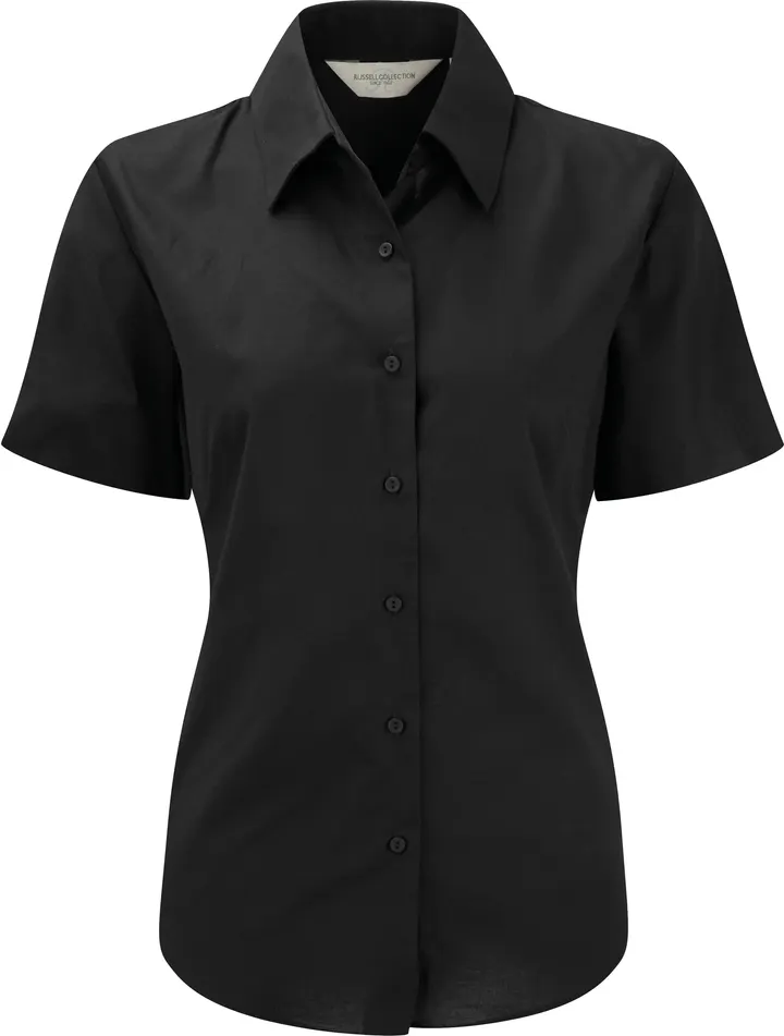 Ladies Short Sleeve Easy Care Oxford Shirt Black