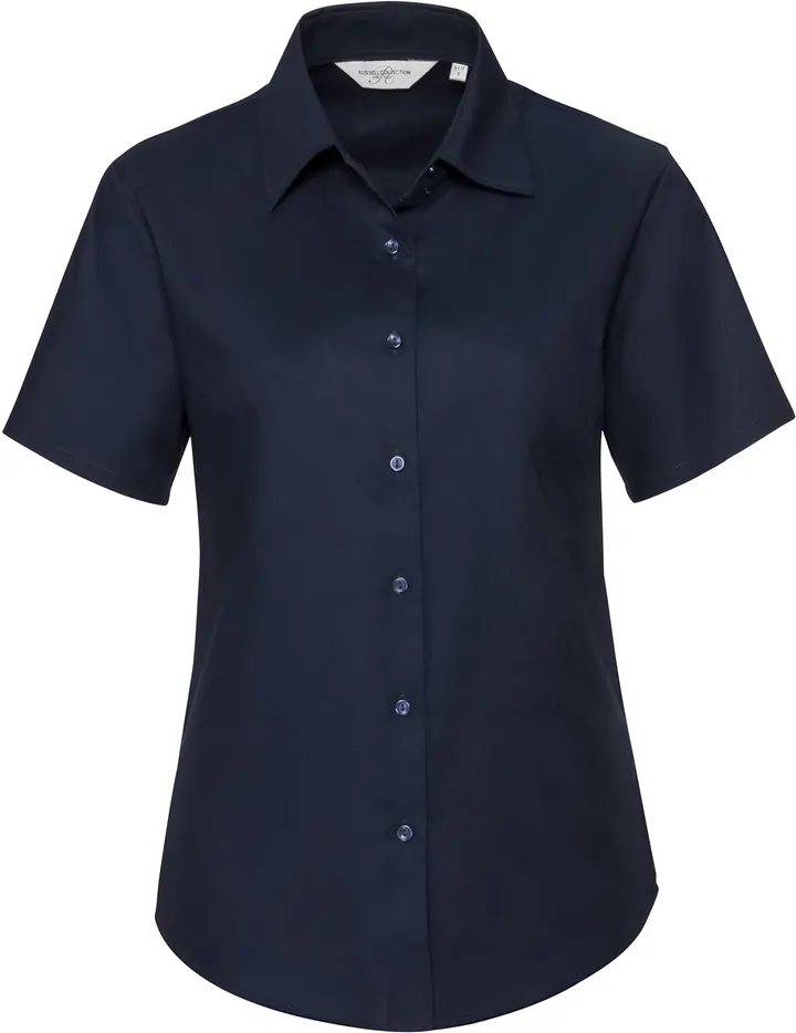 Ladies Short Sleeve Easy Care Oxford Shirt Bright Navy
