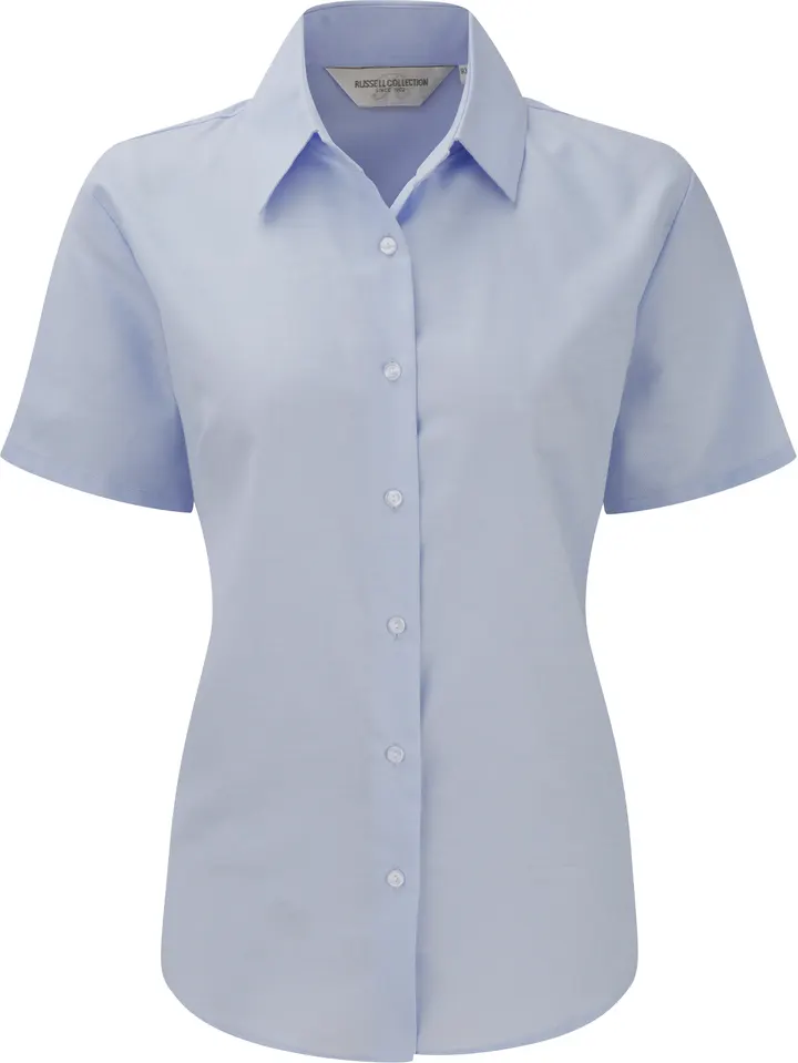 Ladies Short Sleeve Easy Care Oxford Shirt Oxford Blue