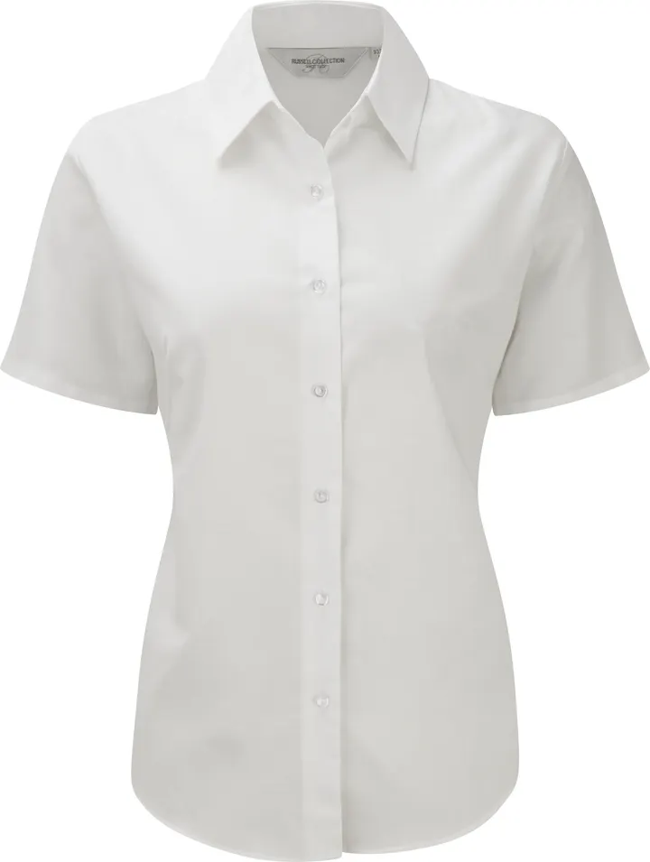 Ladies Short Sleeve Easy Care Oxford Shirt White