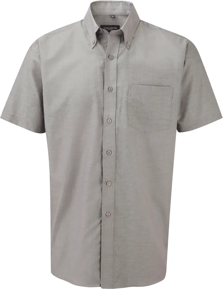 Men's Short Sleeve Easy Care Oxford Shirt Silver
