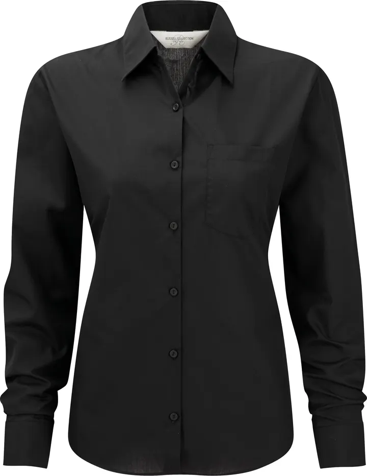 Ladies' Ls Polycotton Popelinehemd Black