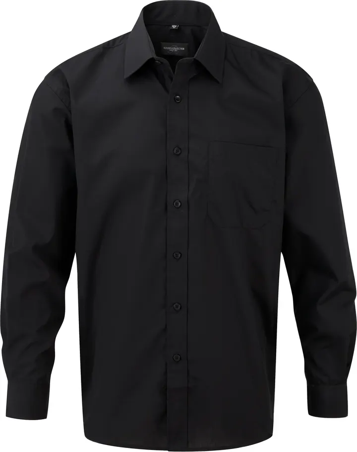 Chemise homme popeline polycoton manches longues Black