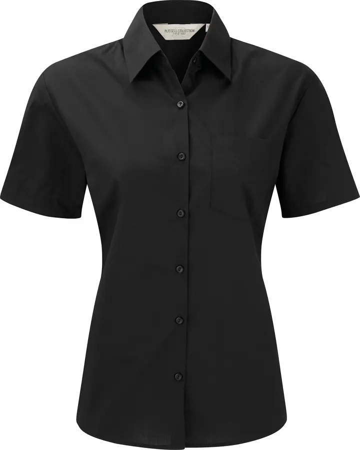 Chemise femme popeline polycoton manches courtes Black