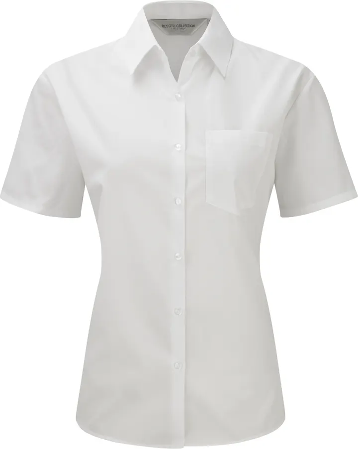 Chemise femme popeline polycoton manches courtes White