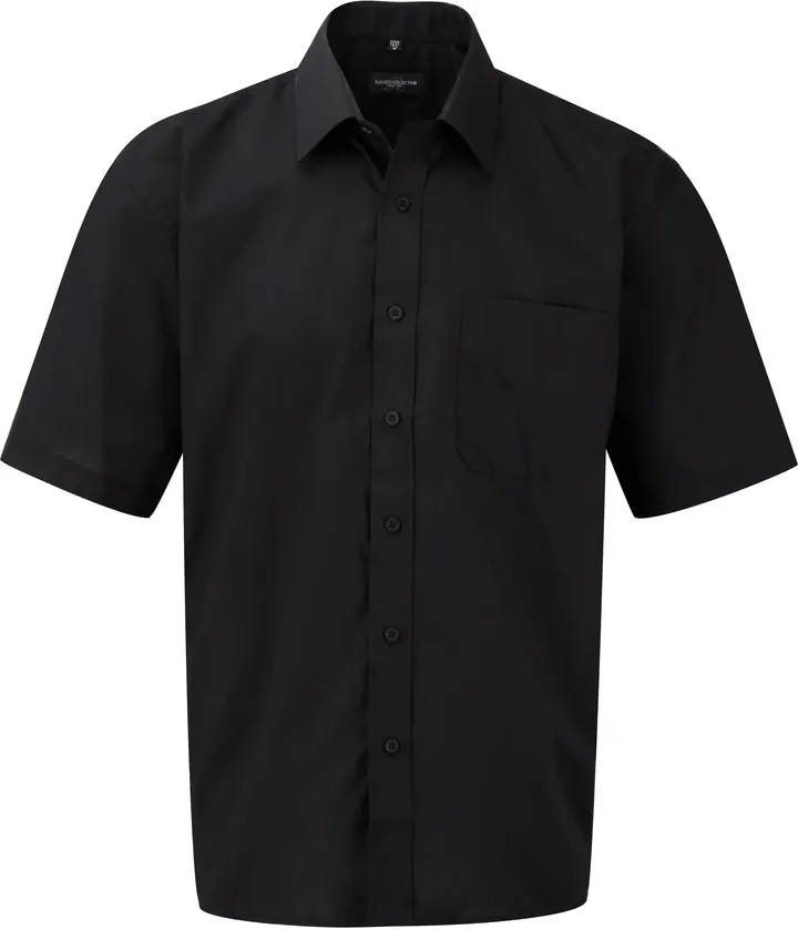 Men's Ss Polycotton Popelinehemd Black