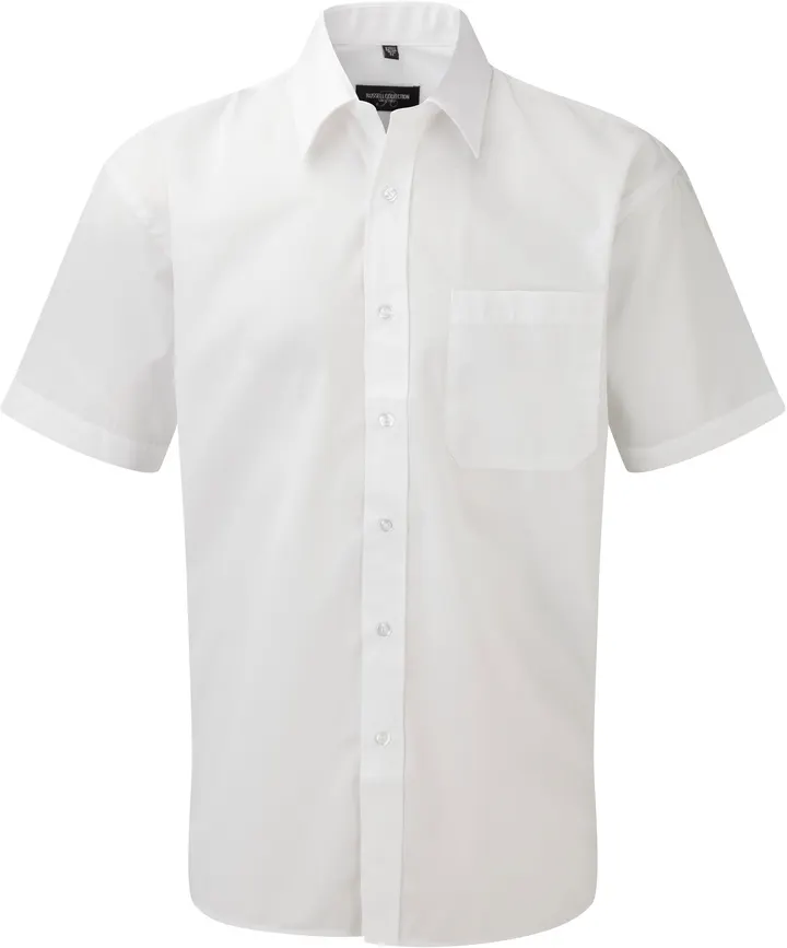 Men's Ss Polycotton Popelinehemd White