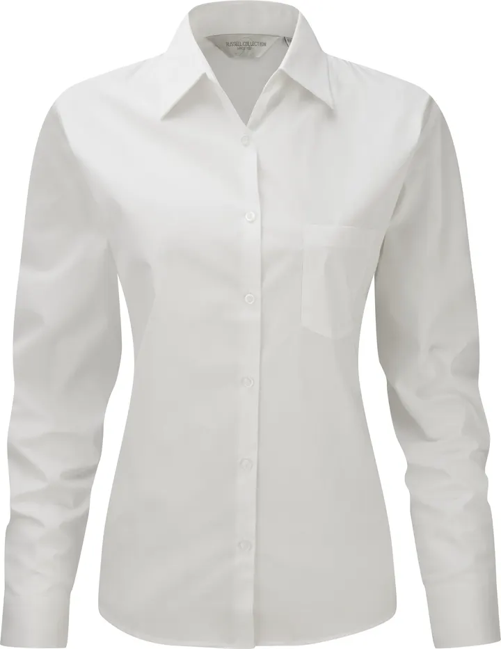 Chemise femme popeline pur coton manches longues White