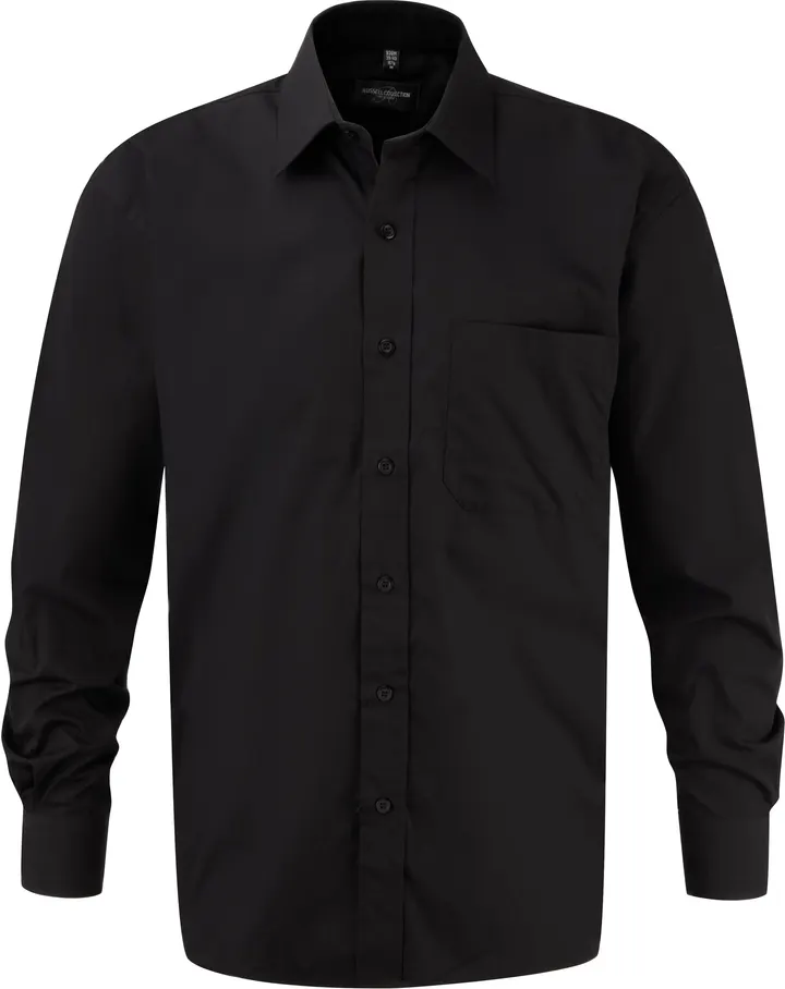 Men's Ls Pure Cotton Easy Care Poplin Shirt Black