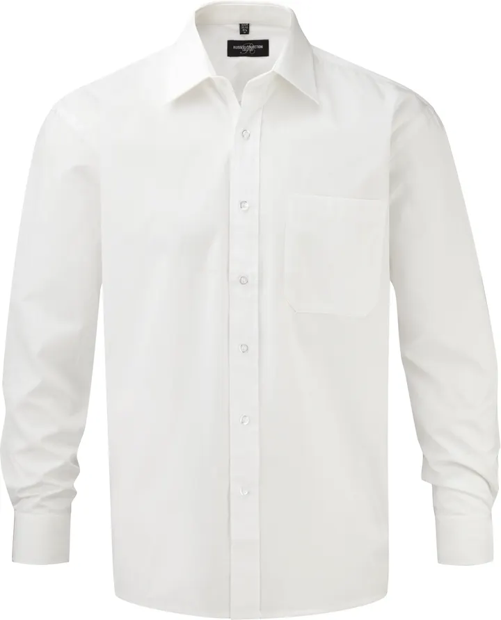 Men's Ls Pure Cotton Easy Care Poplin Shirt White
