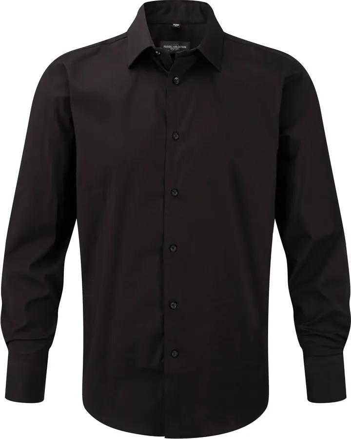 Men's Long Sleeve Easy Care Fitted Shirt Black