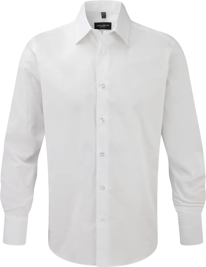 Men's Long Sleeve Easy Care Fitted Shirt White