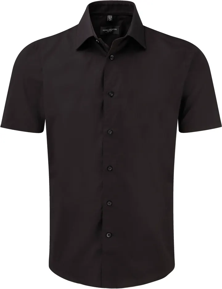 Men's Short Sleeve Easy Care Fitted Shirt Black