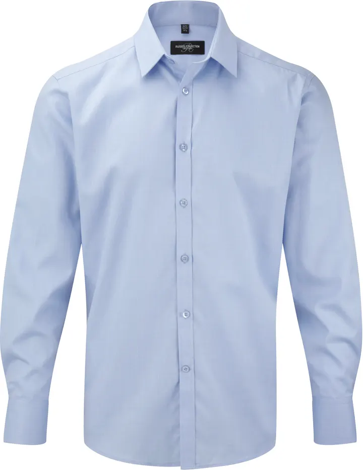 Men's Long Sleeve Herringbone Shirt Light Blue