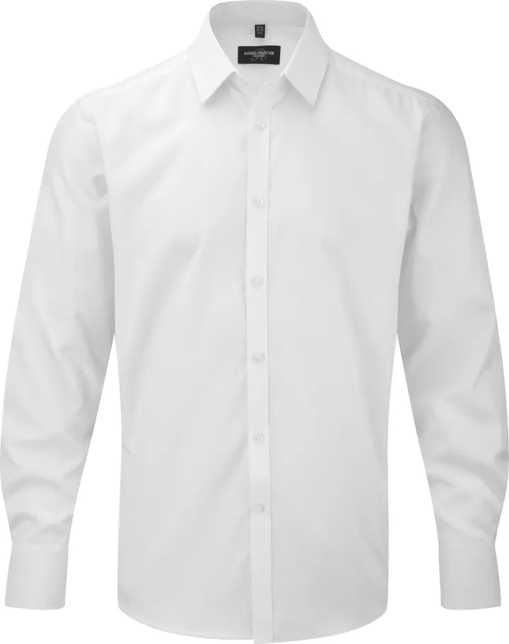Men's Long Sleeve Herringbone Shirt White