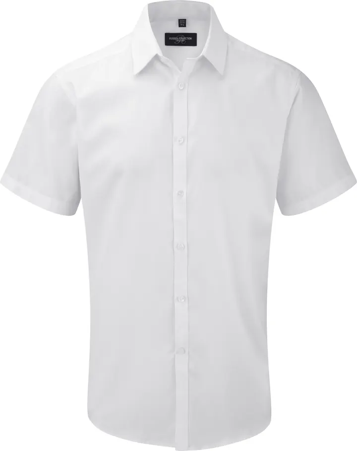 Men's Short Sleeve Herringbone Shirt White