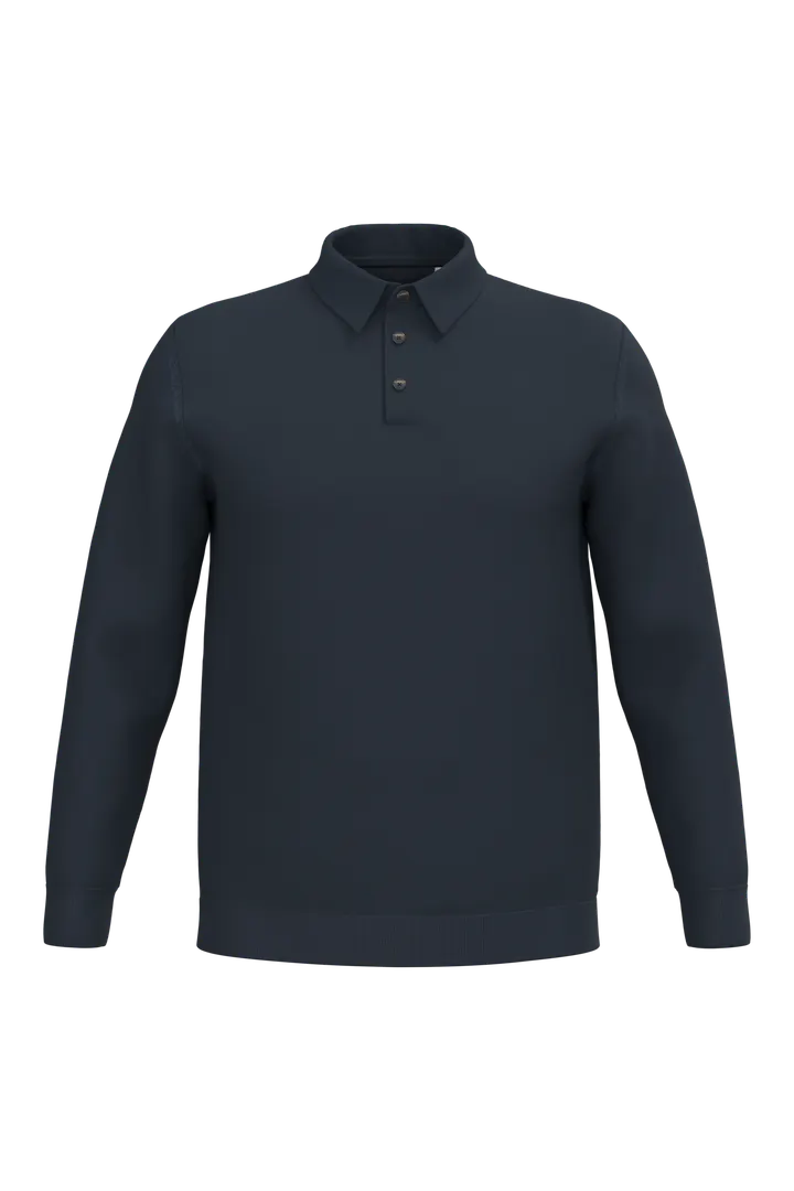 Umweltfreundliches Polohemd mit langen Ärmeln für Herren Navy Blue
