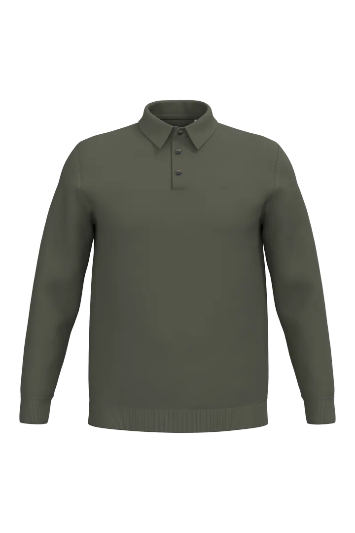 Umweltfreundliches Polohemd mit langen Ärmeln für Herren Organic Khaki