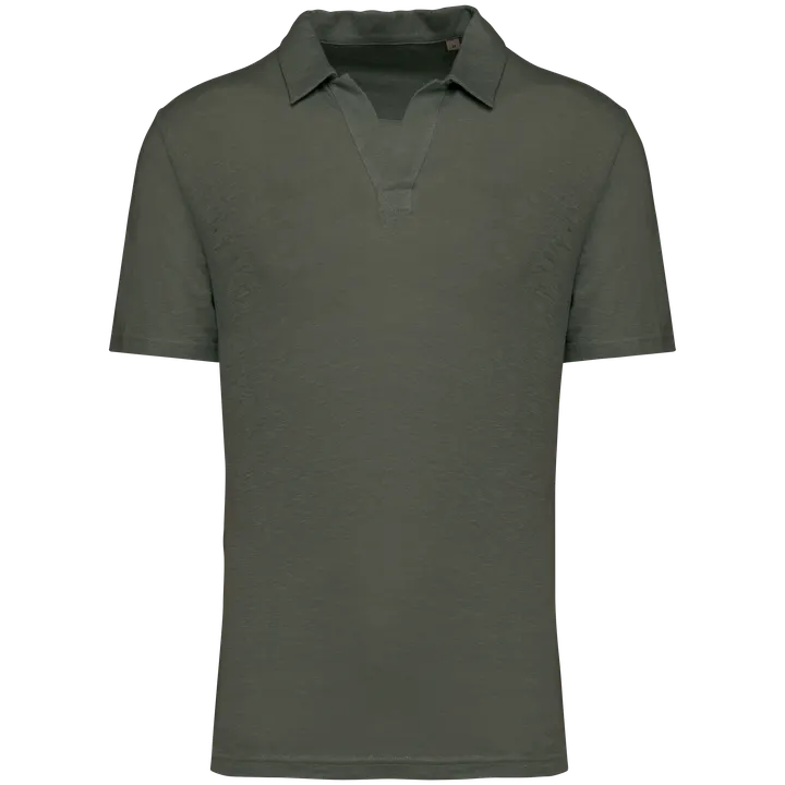 Herren-Polohemd aus Leinen Organic Khaki