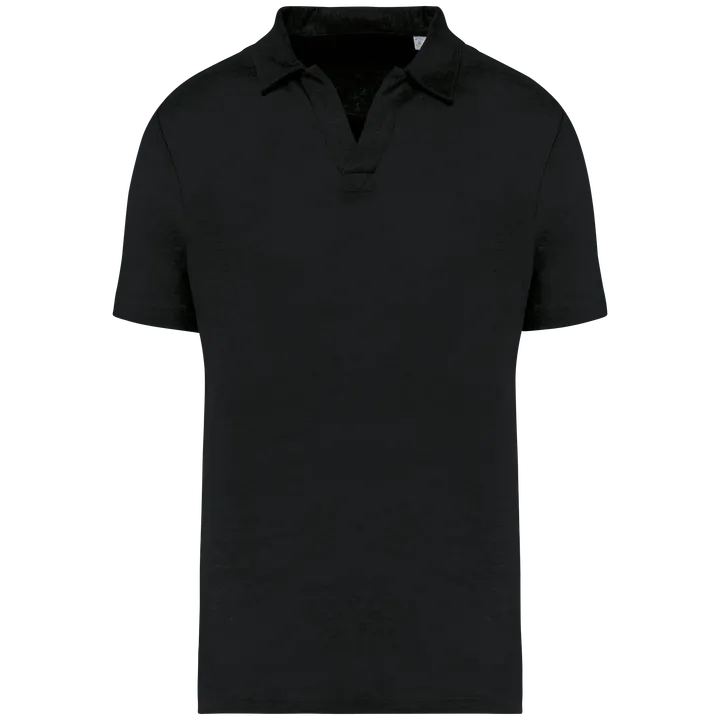 Herren-Polohemd aus Leinen Black