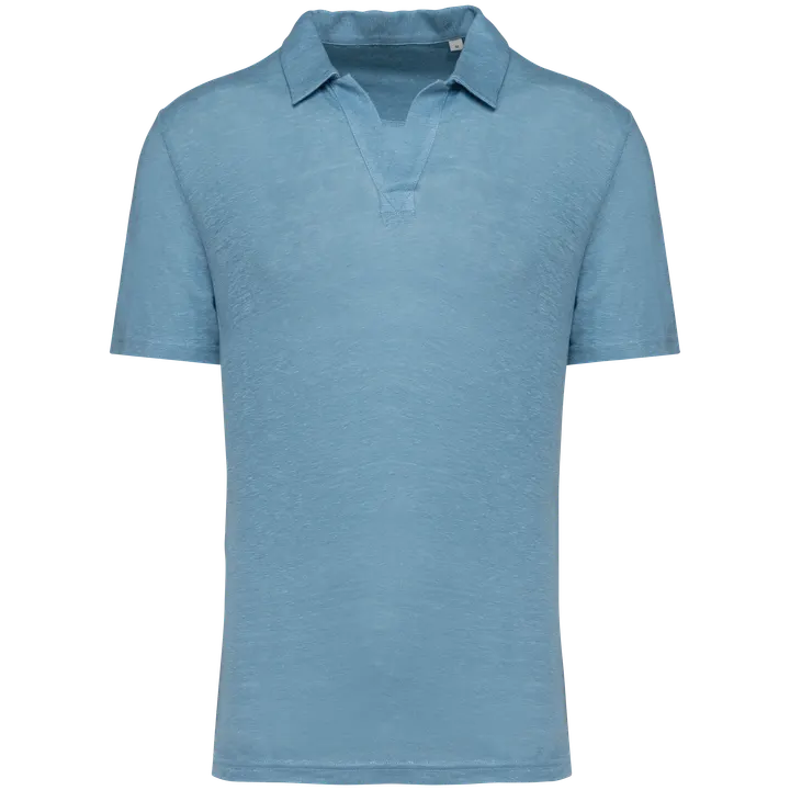 Herren-Polohemd aus Leinen Cool Blue