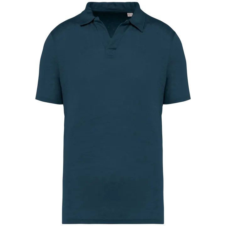 Herren-Polohemd aus Leinen Peacock Blue