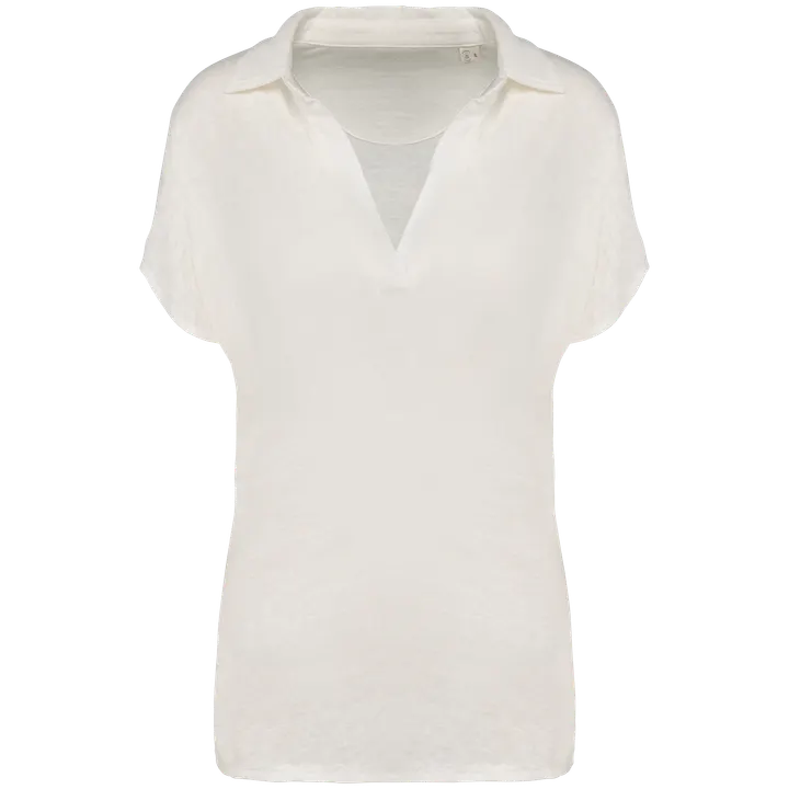 Damen-Polohemd aus Leinen Ivory