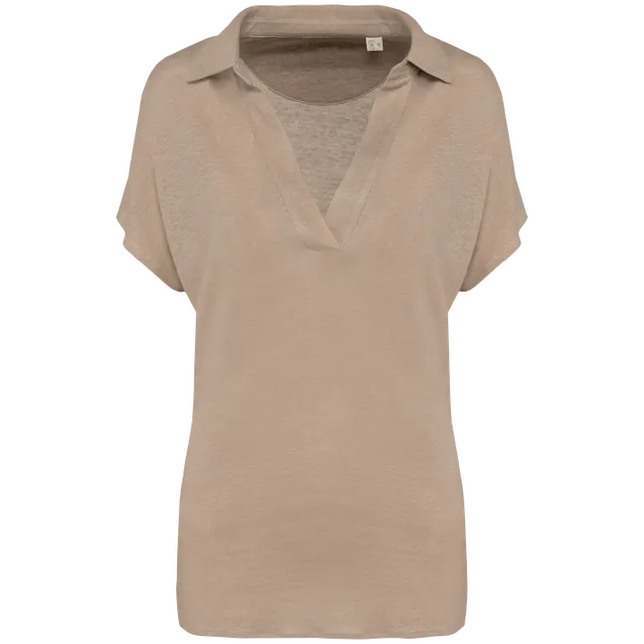 Damen-Polohemd aus Leinen Wet Sand