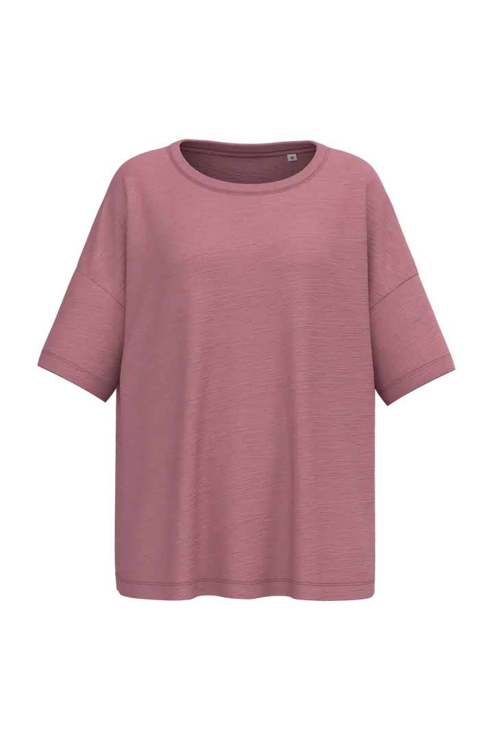 T-shirt écoresponsable slub oversize femme Antique Rose
