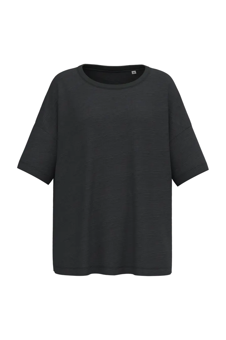 T-shirt écoresponsable slub oversize femme Black