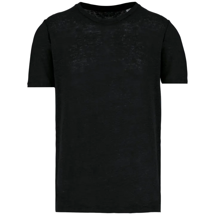 Herren-T-Shirt aus Leinen mit Rundhalsausschnitt Black