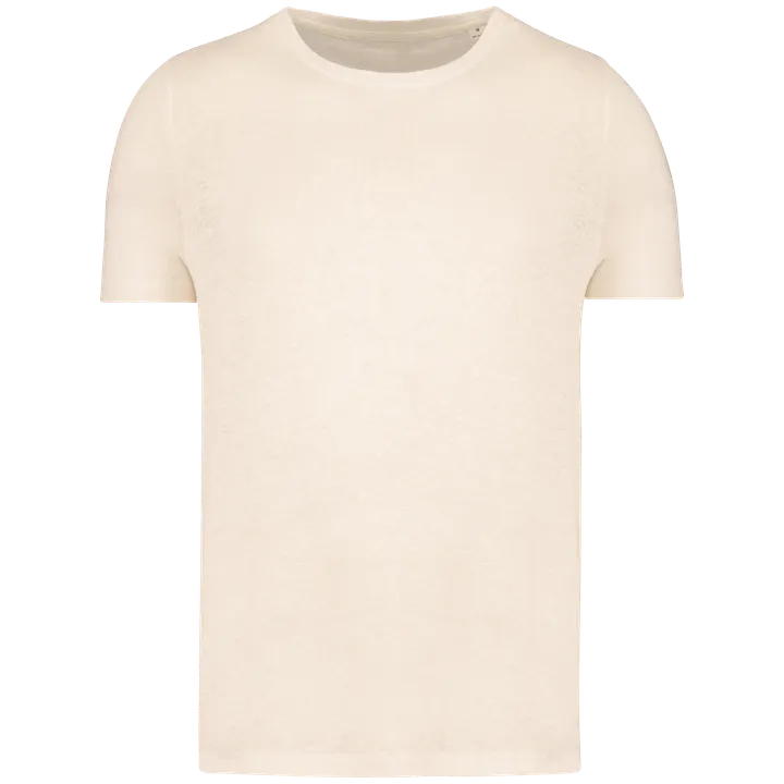 Herren-T-Shirt aus Leinen mit Rundhalsausschnitt Ivory
