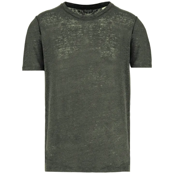 Herren-T-Shirt aus Leinen mit Rundhalsausschnitt Organic Khaki