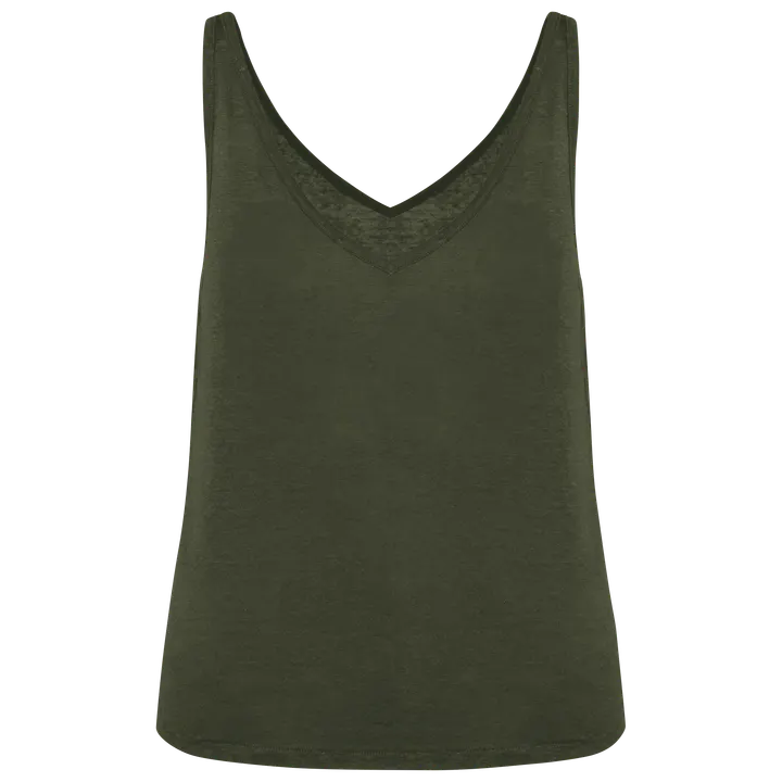 Achselhemd aus Leinen für Damen Organic Khaki