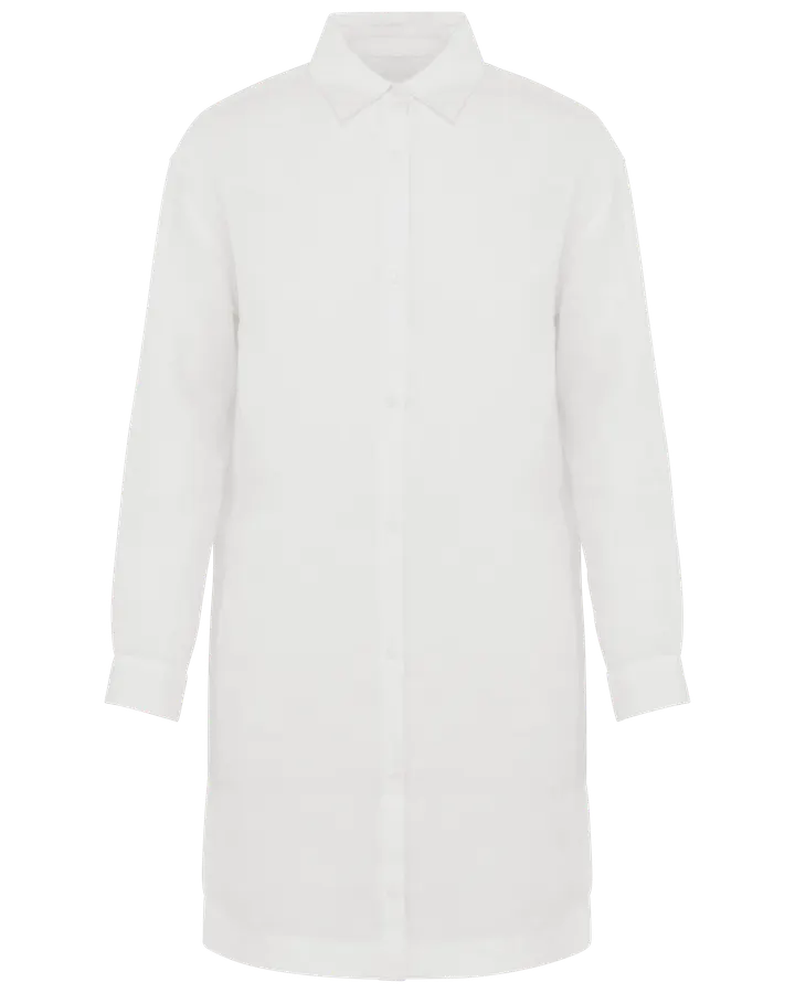 Robe chemise en lin femme White