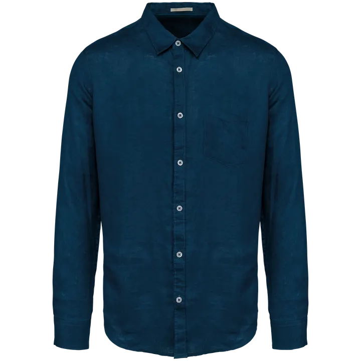 Leinen-Hemd für Herren Peacock Blue