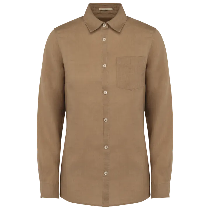 Leinen-Bluse für Damen Cream Coffee