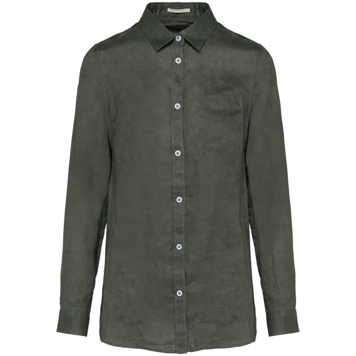 Leinen-Bluse für Damen Organic Khaki