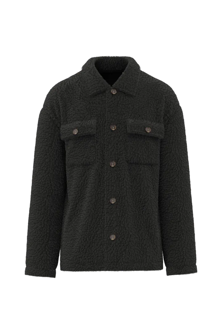 Surchemise à épaules tombantes en sherpa unisexe Black