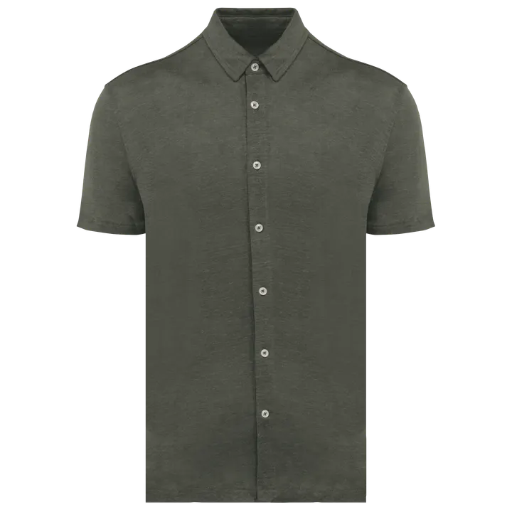 Chemise à manches courtes en lin homme Organic Khaki