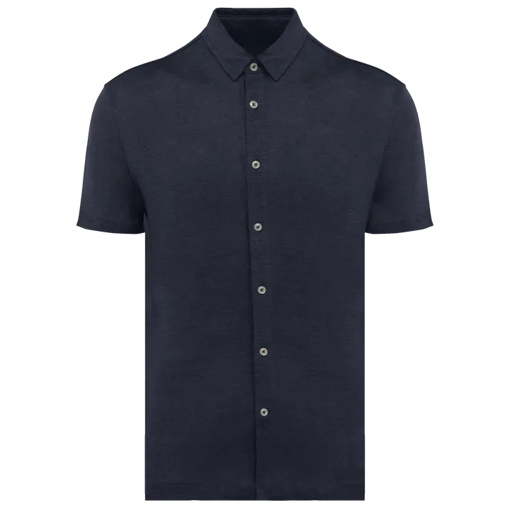 Chemise à manches courtes en lin homme Navy Blue