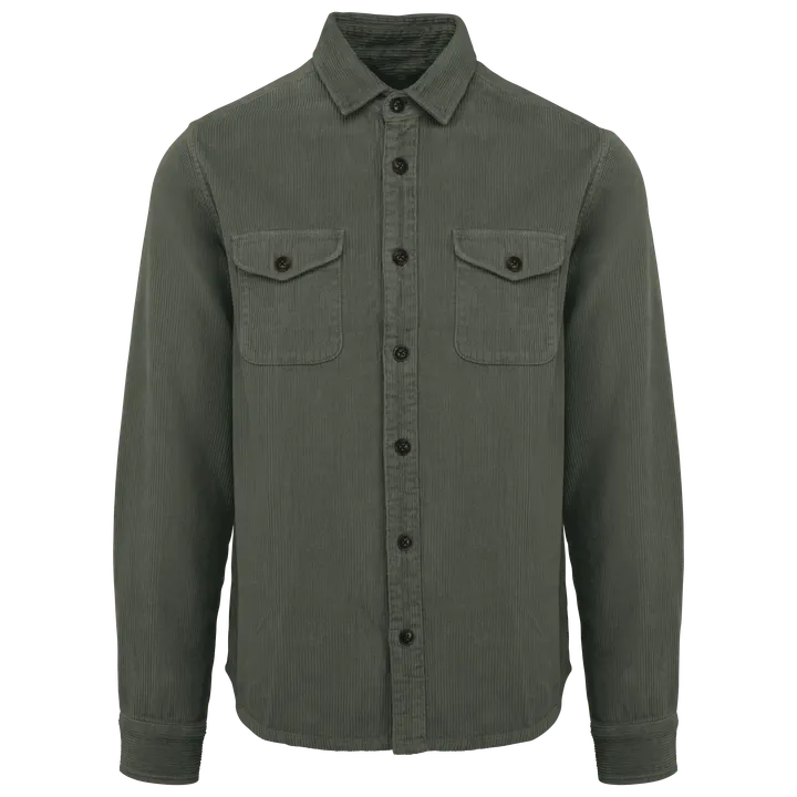 Surchemise écoresponsable délavée en velours côtelé homme Washed Pale Khaki