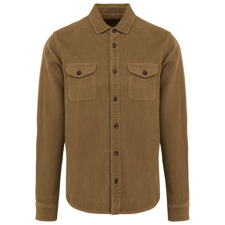 Surchemise écoresponsable délavée en velours côtelé homme Washed Brown Sugar