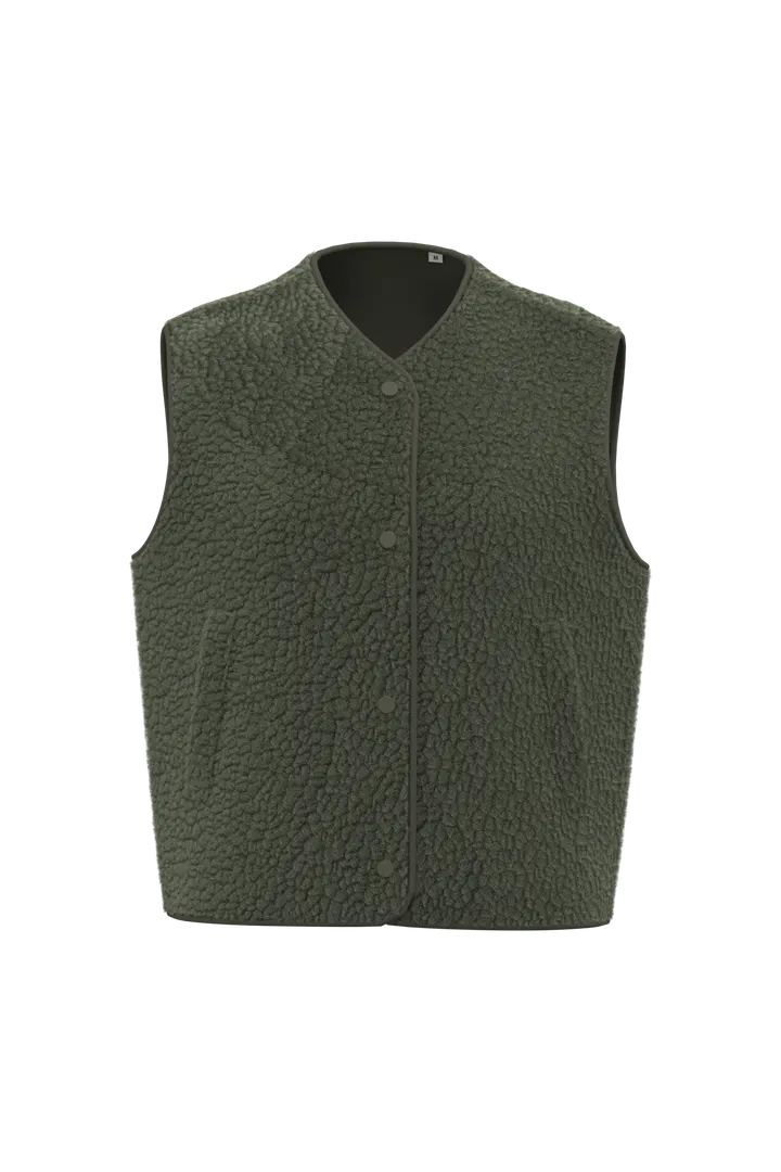 Ärmellose Sherpa-Jacke für Damen Forest Khaki