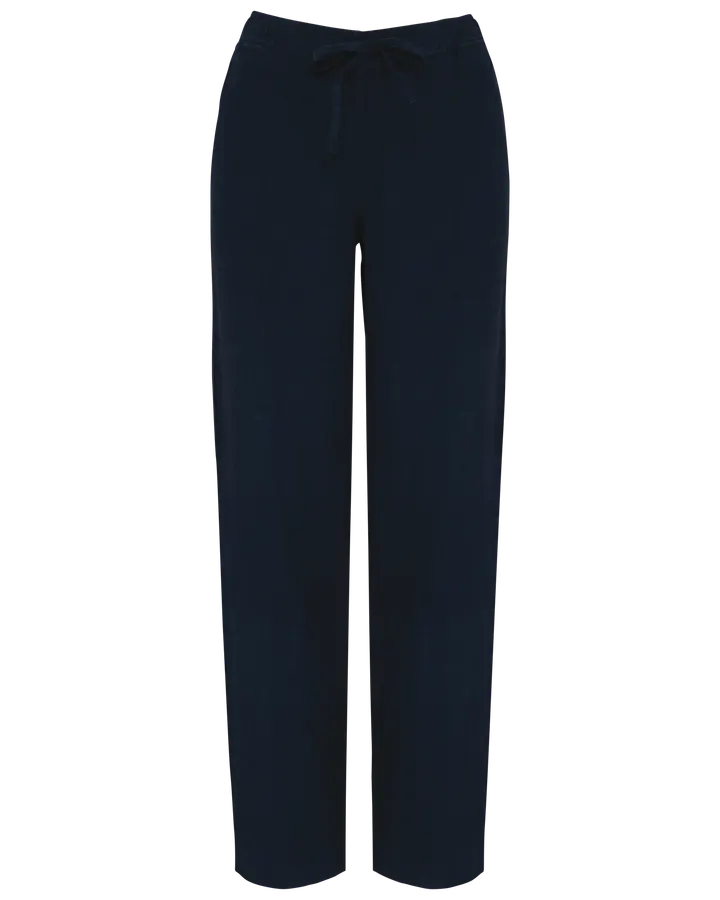 Ausgewaschene Damenhose aus Leinen Washed Navy Blue