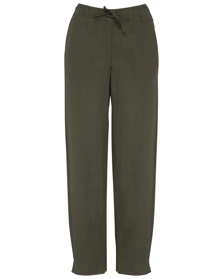 Ausgewaschene Damenhose aus Leinen Washed Organic Khaki
