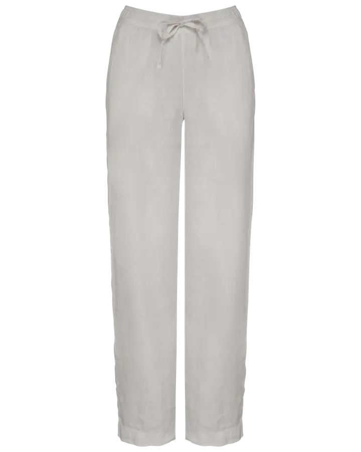 Ausgewaschene Damenhose aus Leinen Washed White