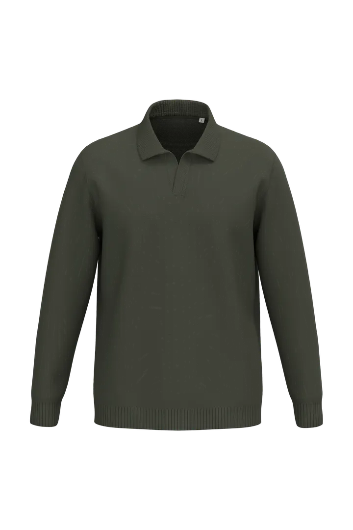 Pull homme à col polo Organic Khaki