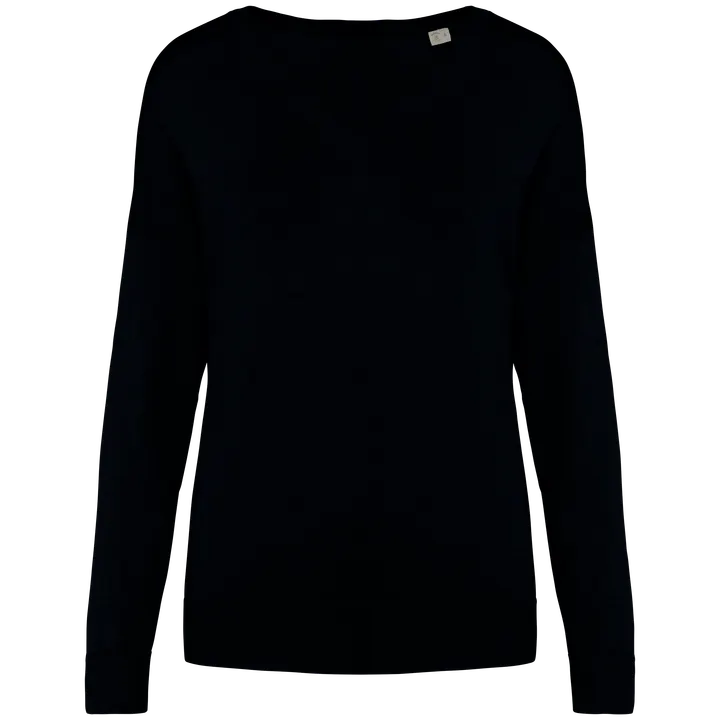 Umweltfreundlicher Damenpullover mit V-Ausschnitt aus Lyocell Black