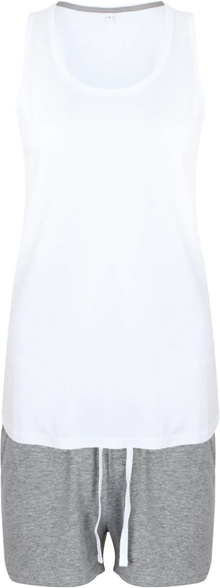 Women's Short Pyjama Set White / Heather Grey